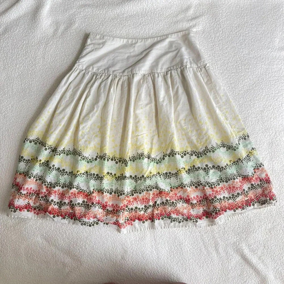 J.Jill Romantic Midi Skirt 6 Yellow Print Skirt Pleated Bohemian Cottagecore - Picture 1 of 9
